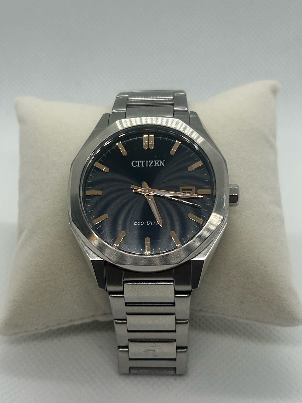 Citizen Eco-Drive Black Sunburst Dial – Stainless Steel – Date – Solar Powered